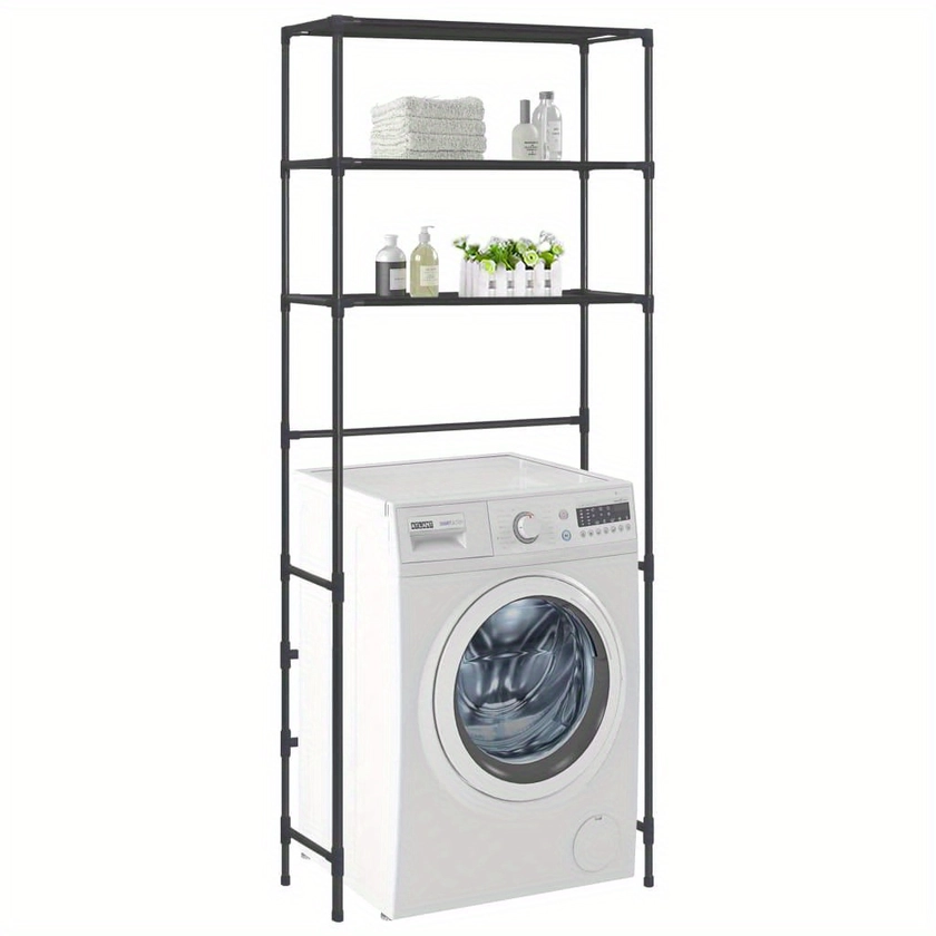 Stainless Steel 3- Tier Storage Rack Laundry Machine Organizer with Wall Attachment Device for Bathroom Storage Solution ( 69x269 cm)