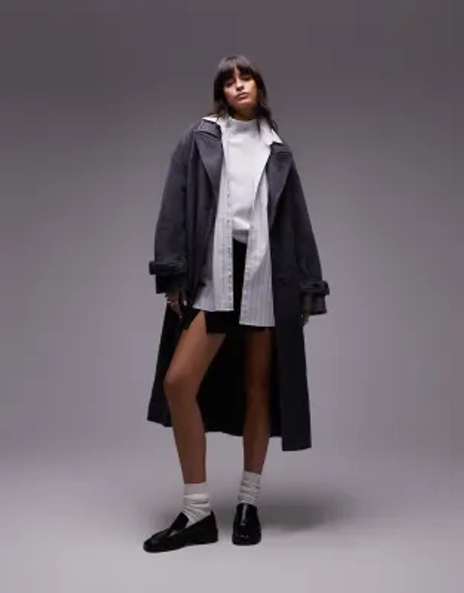 Topshop chuck on coat in dark grey | ASOS