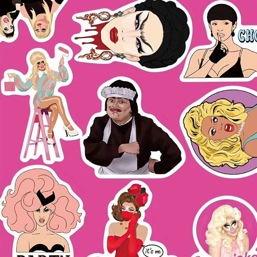 50 Pieces Of Drag Queen Show Stickers For Desktop, Notebook, And Phone Case Decorations, Waterproof