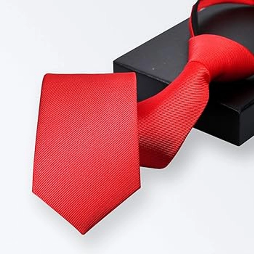 Amazon.com: Alizeal Boys Solid Color Pre-tied 2.4'' Zipper Skinny Necktie, Red: Clothing, Shoes & Jewelry