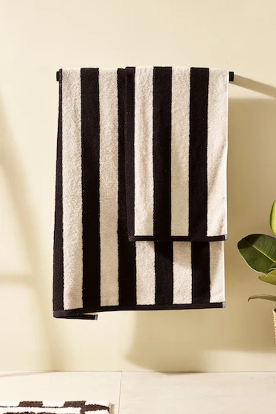 Buy Monochrome Black Block Stripe Towel 100% Cotton from the Next UK online shop