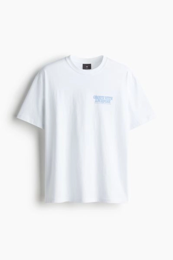 Loose Fit Printed T-shirt - Round Neck - Short sleeve - Dark brown/Peer Peepz - Men | H&M US
