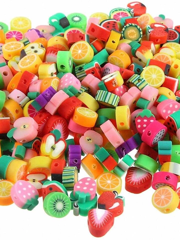 80pcs Mixed Fruit Polymer Clay Spacer Beads - Diy Necklace, Earrings, Bracelet, Jewelry Making Supplies For Women And Girls