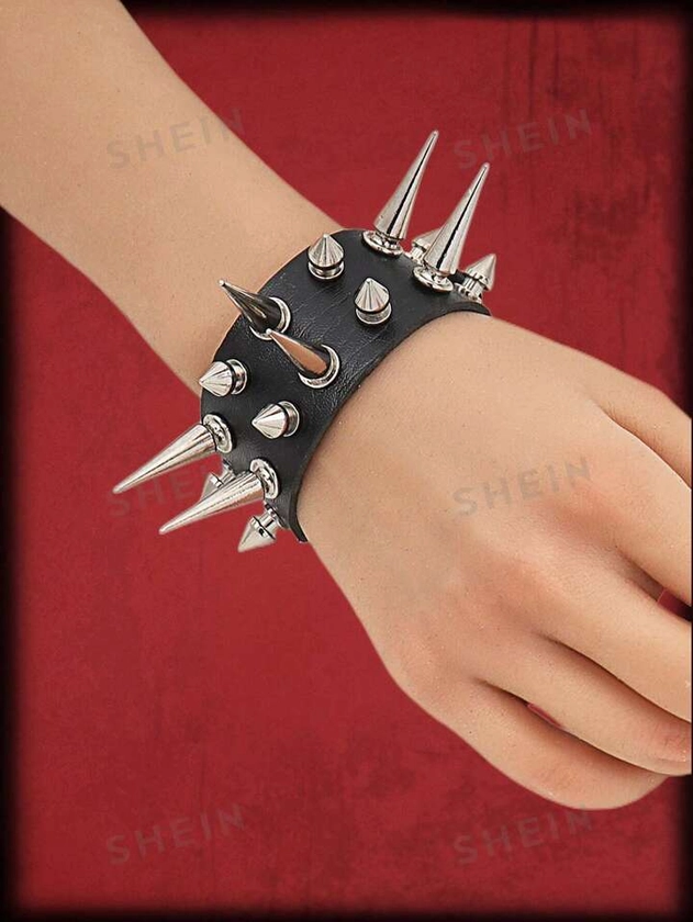 ROMWE Grunge Punk 1 pieza Pulsera miedoso claveteado & con diseño de tachuela para mujeres para decoración diaria