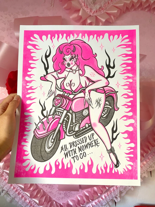 Moto Babe 11x14” Risograph Print