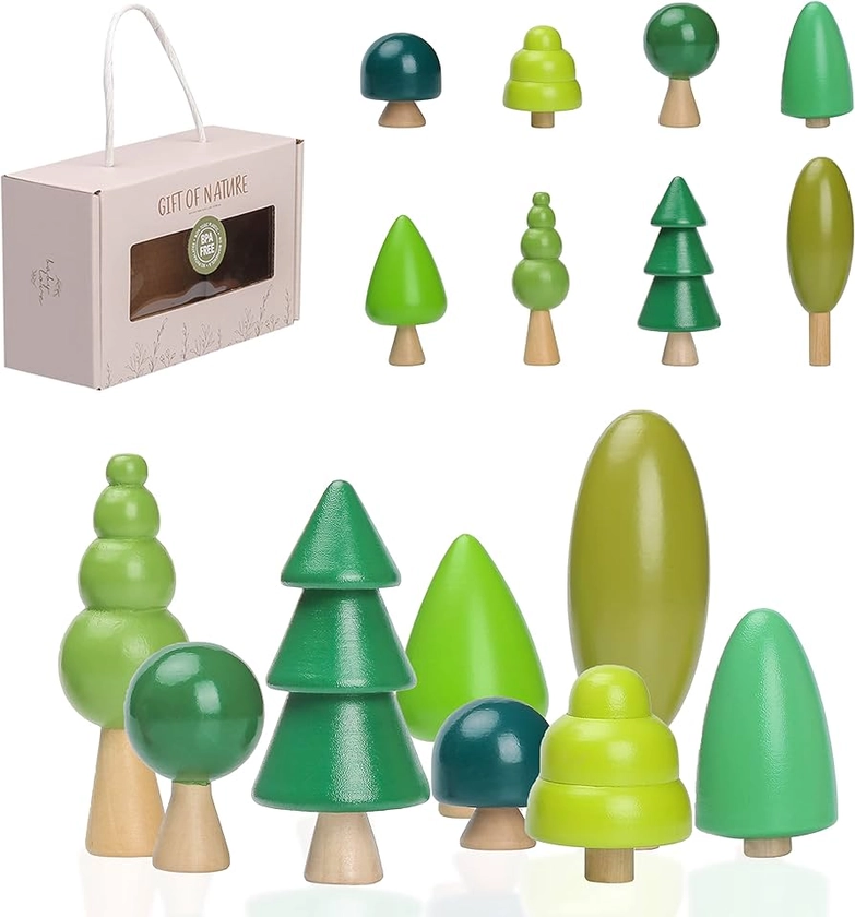 Youuys Wooden Forest Stacking Toys for Toddlers, Set of 8 Puzzles with All Types of Tree, Various Shape Blocks, Early Educational Toy : Amazon.co.uk: Toys & Games