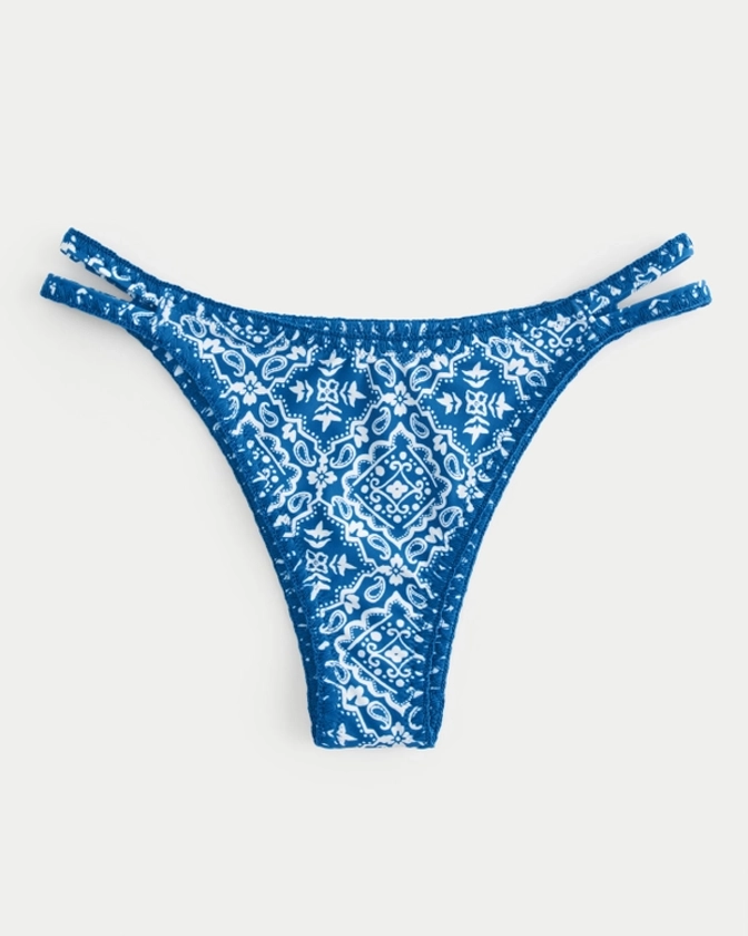 Women's High-Leg Embroidered Stitch Strappy Cheekiest Bikini Bottom | Women's Swimwear | HollisterCo.com