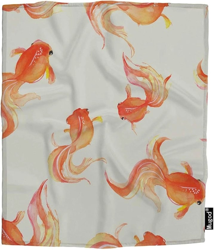 Goldfish Throw Blanket Cute Animals Pets Fish Luck Beautiful Colorful Goldfish Soft Cozy Fuzzy Warm Flannel Blankets Decorative for Baby Toddler Swaddle Dog Cat 30X40 Inch