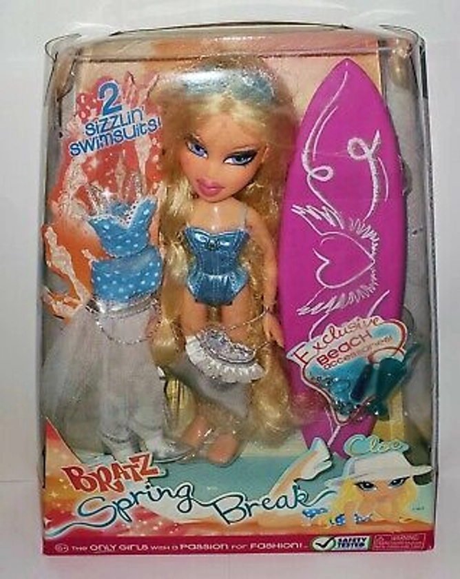 BRATZ SPRING BREAK Beach 2013 DOLL Fashion Set CLOE HOT Pink SURFBOARD NEW HTF