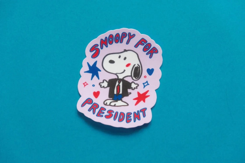 Snoopy for President, Election Peanuts Snoopy Sticker / Laptop Sticker / Vinyl Decal / Glossy