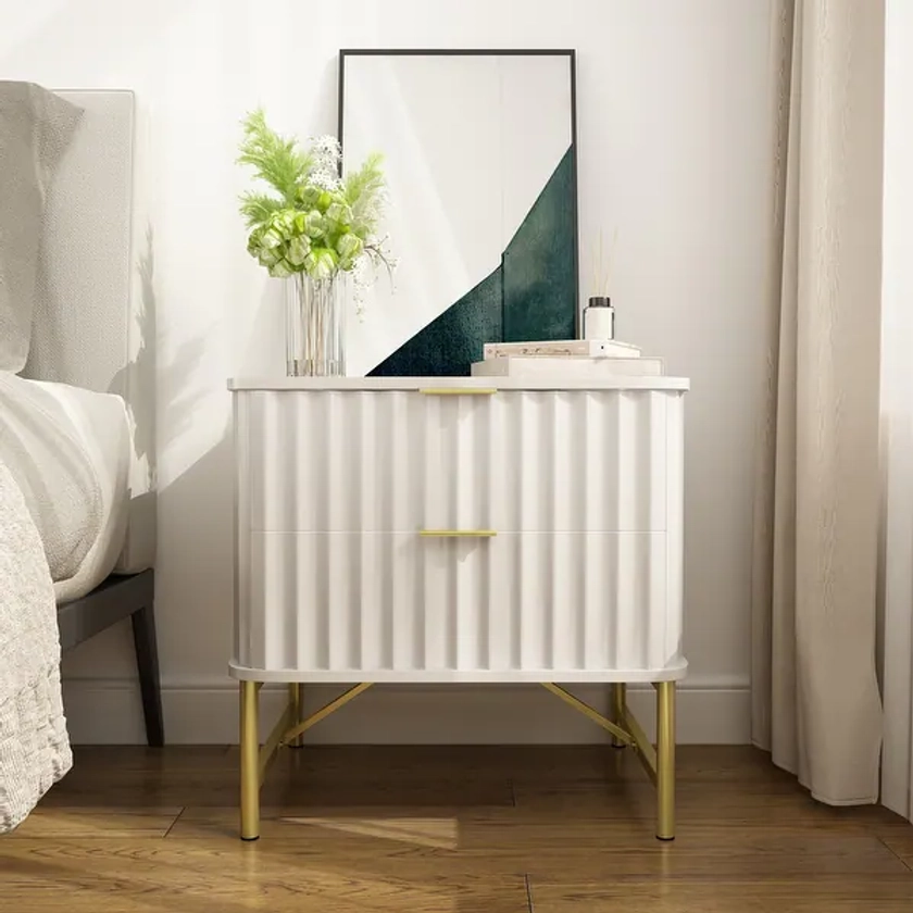 Clihome Modern MDF 2-Drawer Nightstand for Bedroom - Bed Bath & Beyond - 39829884