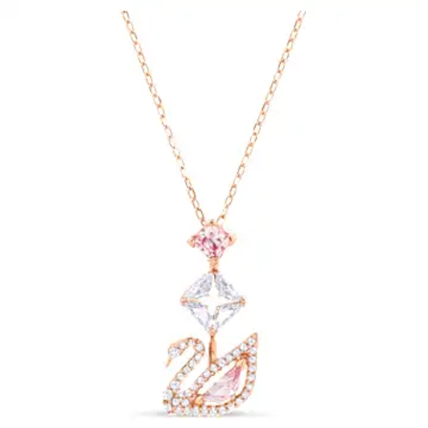 Swan Anhänger, Schwan, Rosa, Roségold-Legierungsschicht von SWAROVSKI