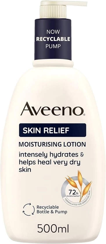 Aveeno Skin Relief Moisturising Lotion, Soothes Skin From Day 1, Body Lotion for Very Dry and Irritable Skin Care, 500ml, Label/packaging may vary