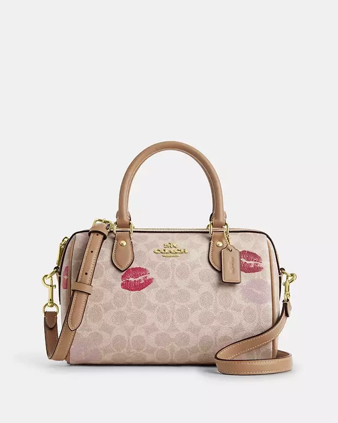 COACH® Outlet | Rowan Satchel Bag In Signature Canvas With Lips Print