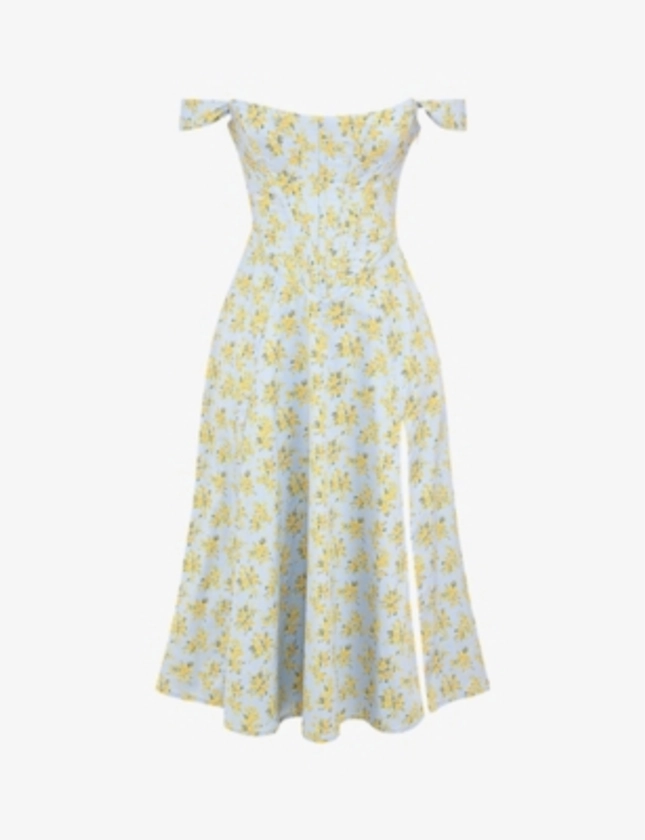 Saira floral-print cotton-blend midi dress