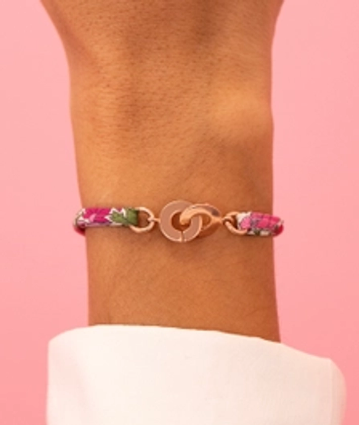 Bracelet liberty et petits anneaux entrelacés Plaqué or rose