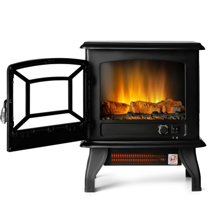 Costway 20" Freestanding Electric Fireplace Heater Stove W/ Thermostat & Flame Effect | Best Buy Canada