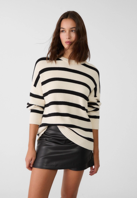 Striped knit jumper - Women's Knitwear | Stradivarius Italy