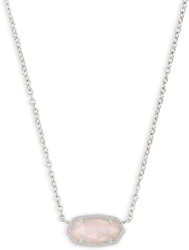 Amazon.com: Kendra Scott Elisa Short Pendant Necklace for Women, Dainty Fashion Jewelry, Rhodium-Plated, Rose Quartz : Clothing, Shoes & Jewelry