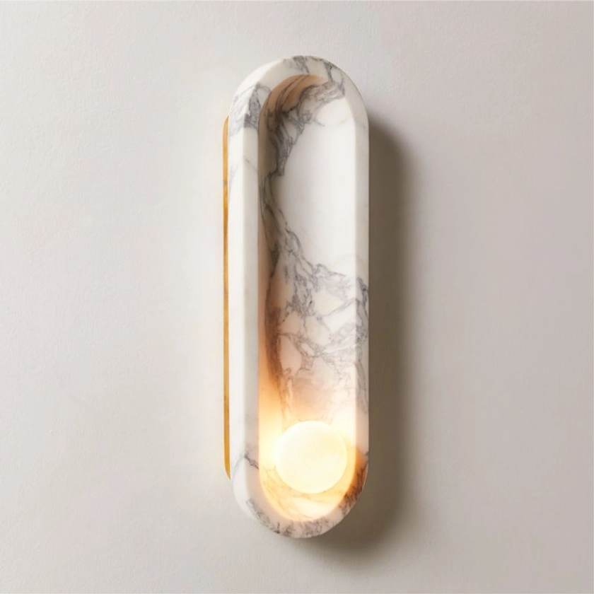 Roxane White Marble Wall Sconce by goop | CB2