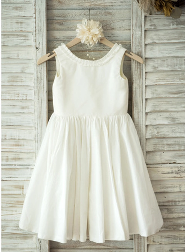 [US$ 69] A-line Scoop Knee-Length Cotton Flower Girl Dress (010093388)