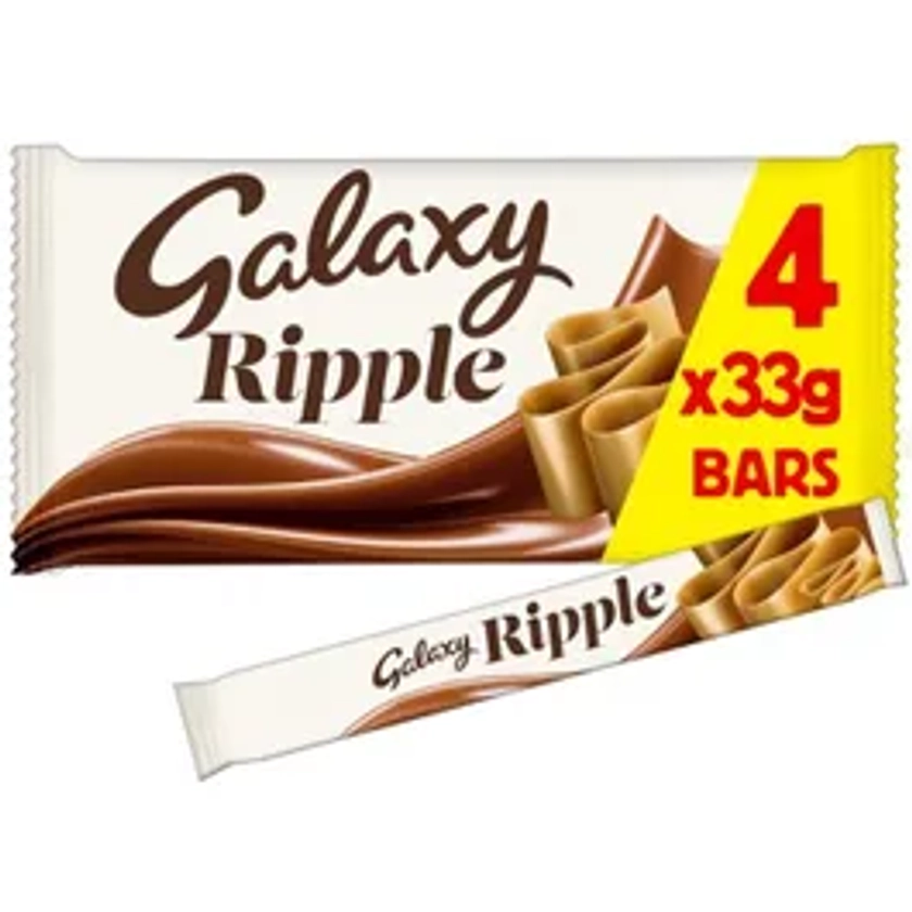 Galaxy Ripple Chocolate Bars, 33g (Pack of 4)
