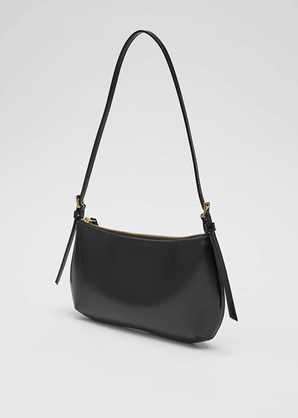 Glossed-Leather Shoulder Bag - Black - & Other Stories GB