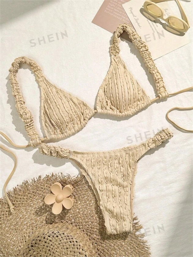SHEIN Swim Mod Set Costume Da Bagno Bikini Con Testurizzazione Per Vacanza, Costume Da Bagno Per Spiaggia E Piscina | SHEIN ITALIA