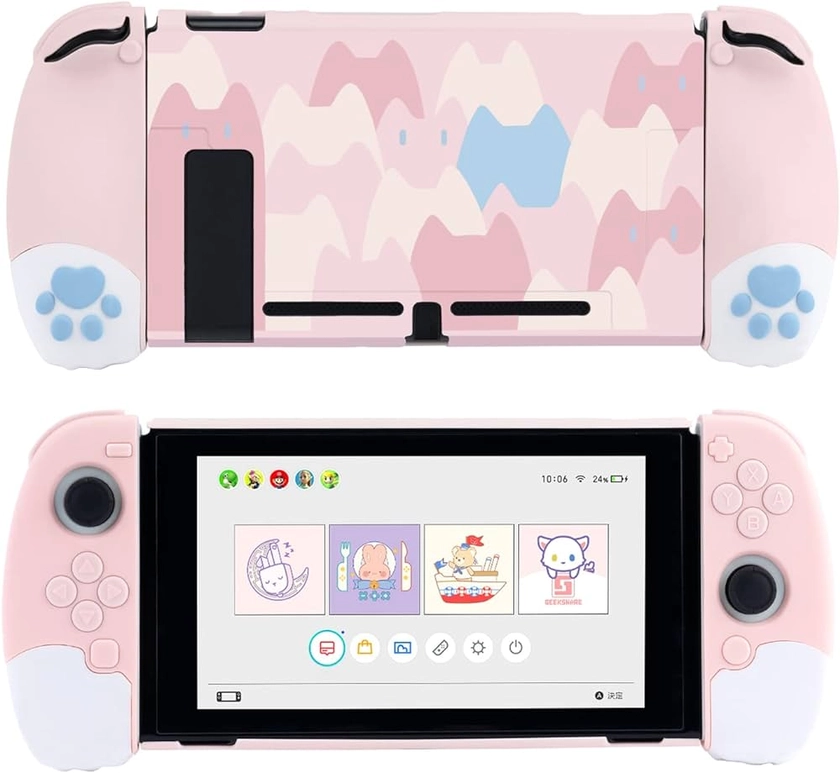 Amazon.com: GeekShare Cute Soft Silicone Protective Case Compatible with Nintendo Switch Console and Joy Con- Shock-Absorption and Anti-Scratch Slim Cover Case with Ergonomic Design for Switch - Pink : Video Games