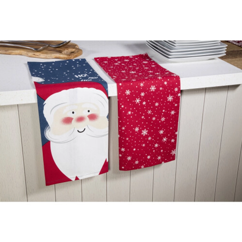 (Santa) Christmas Kitchen Tea Towels Set of 2 45x65cm on OnBuy