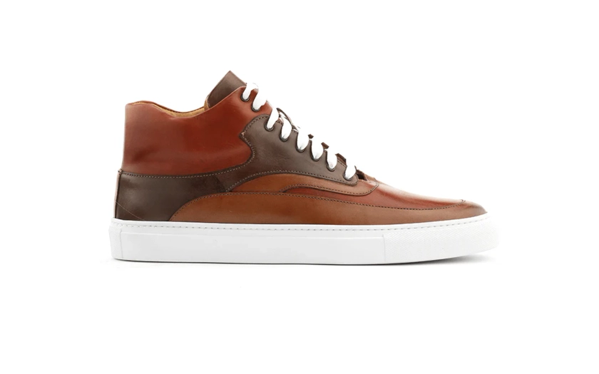 High Top Dress Sneakers In Cuoio & Cognac