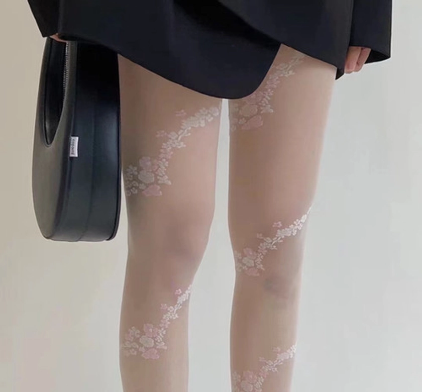 French vine lace jacquard leggings stockings | Byunli