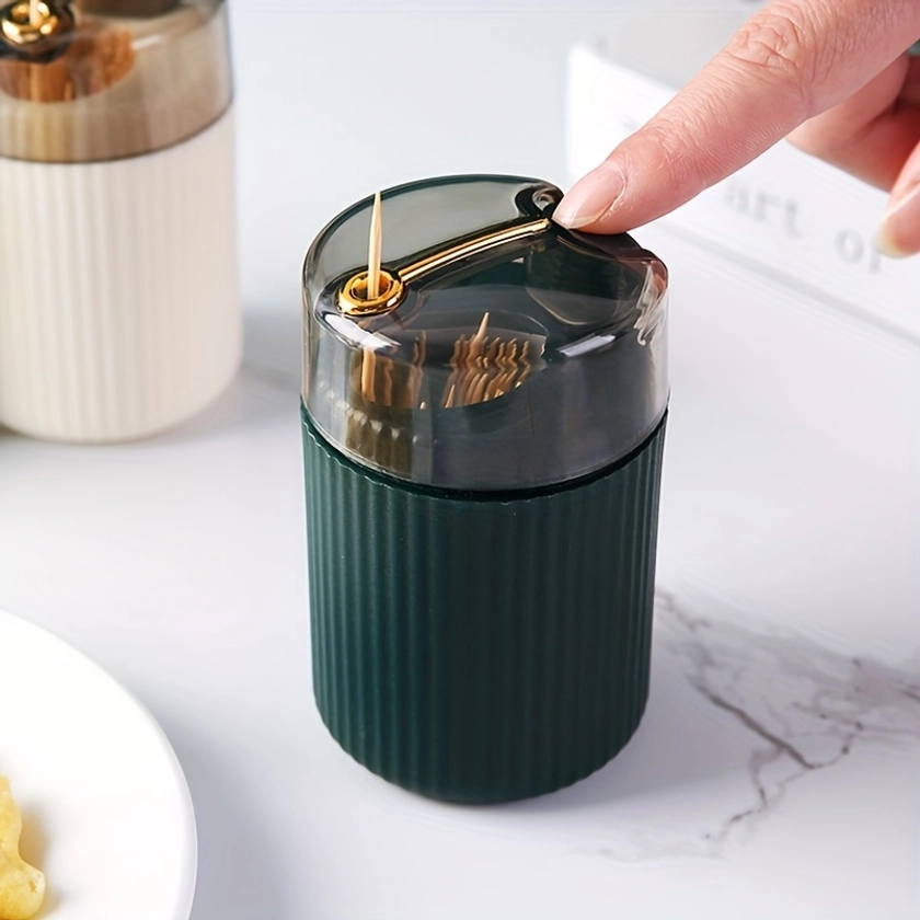 Convenient Household Toothpick Storage Box - Automatic Release Press Type Plastic Glass Without Toothpick