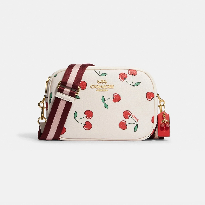 Сумка Coach Jamie Camera Bag With Heart Cherry Print - Gold/Chalk Multi