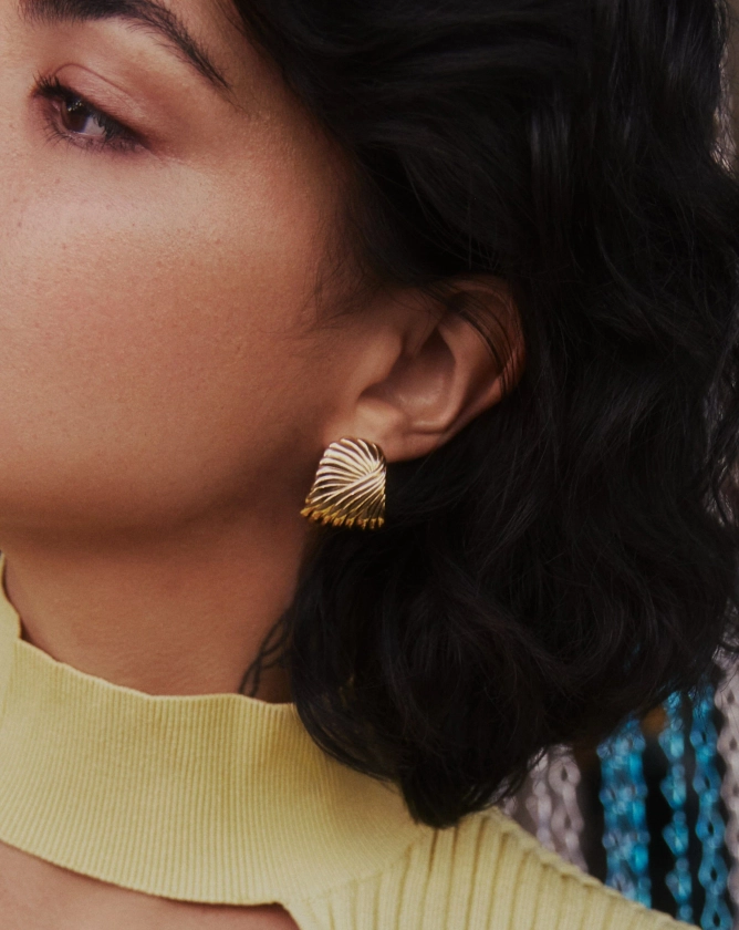 Ripple Oversized Stud Earrings | 18ct Gold Plated Earrings