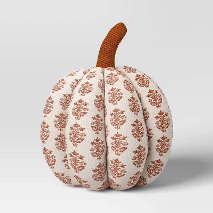 Block Print Shaped Pumpkin Throw Pillow Neutral/Orange - Threshold™