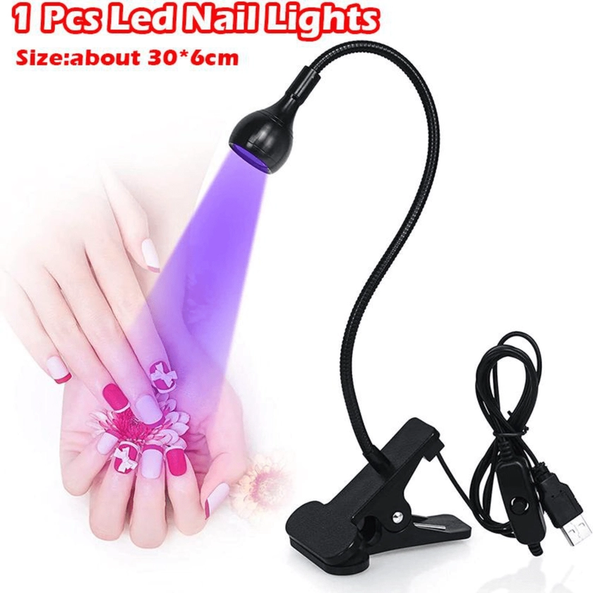 1 Pieza Lámpara Led Uv Secadora De Uñas, Lámpara Usb Mini Para Curado De Gel De Uñas Con Clip, Herramientas De Salón De Manicura Y Pedicura Secador De Uñas Para Curado Rápido