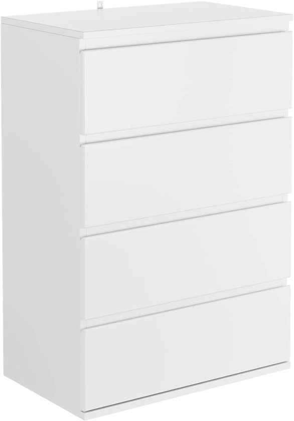 Amazon.com: FOTOSOK 4 Drawer Dresser, White Dresser Modern Storage Chest of Drawers 23.6L x 15.7W x 31.5H in, White Dresser Storage Cabinet with 4 Drawers for Home Office, White : Home & Kitchen