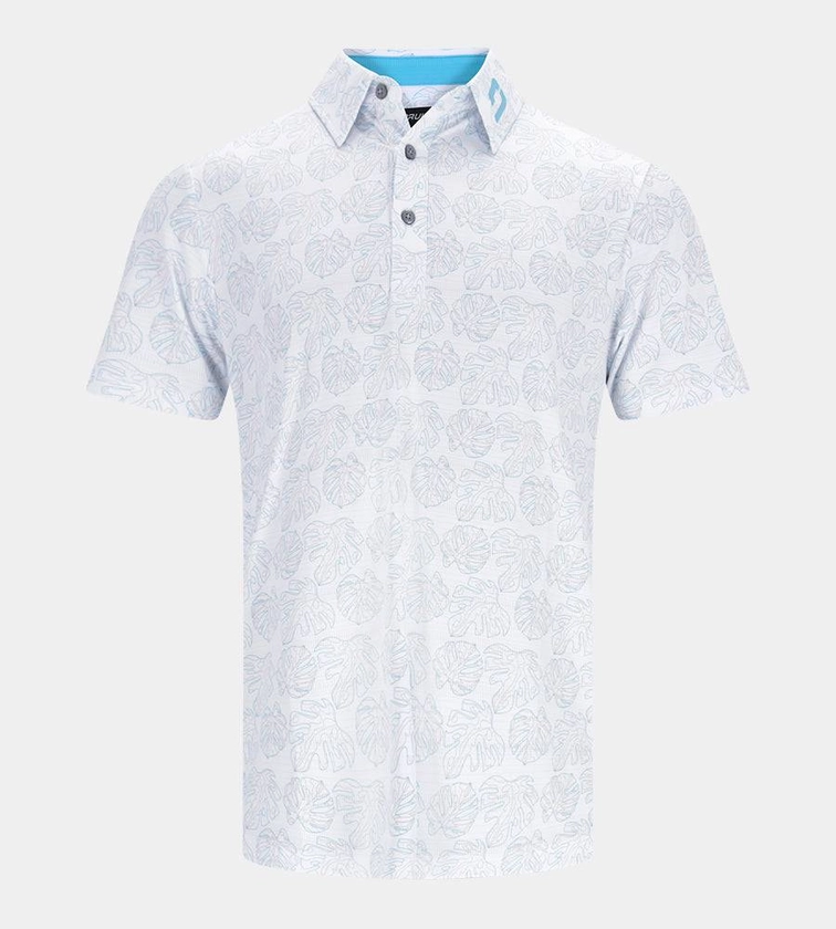 Leafy Polo in White Colour | Men's Golf Polo Shirts | Druids