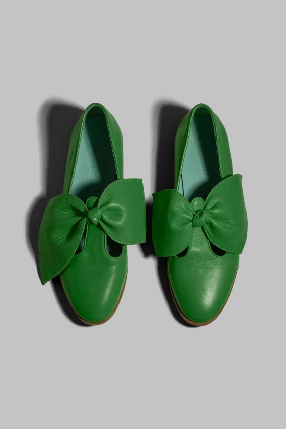 BB ballerina shoes in green leather | Woman | Heimstone