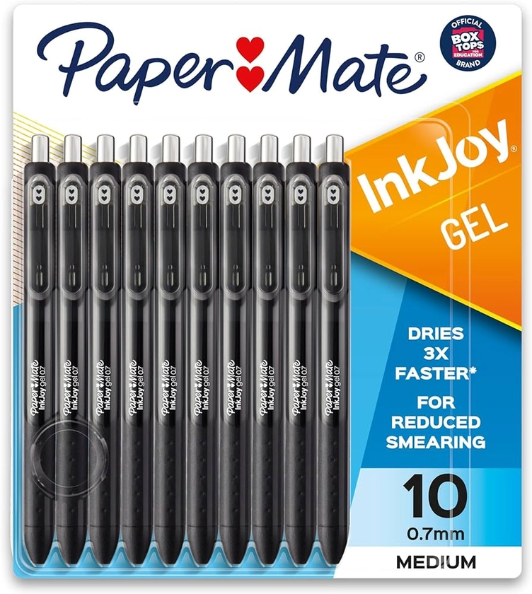 Amazon.com: Paper Mate InkJoy Pens, Gel Pens, Medium Point (0.7 mm), Black, 10 Count : Office Products