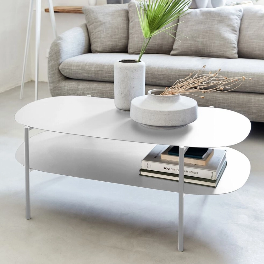 CAROUBE - Table basse en métal - L112xl59xH40cm blanc