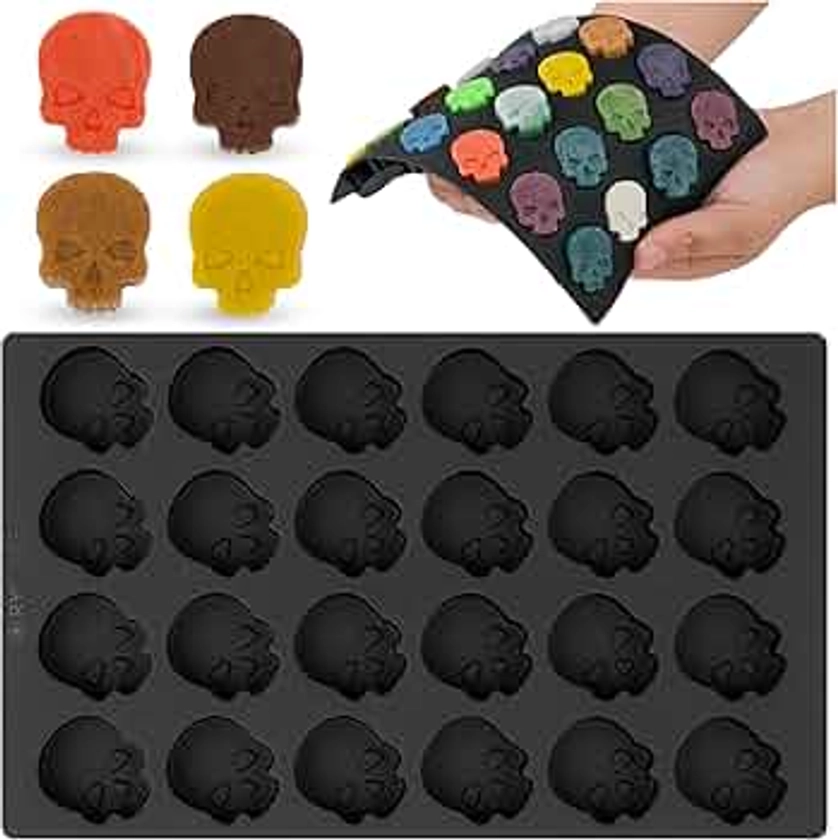 Silicone Skull Mold for Baking, Chocolates & Desserts | Distinctive Skull Design Mini Mold - Craft Candies, Jellies & Themed Treats - Premium Quality Skull Molds for Chocolate, Halloween & Events