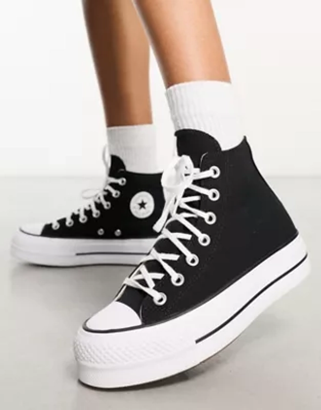 Converse Chuck Taylor All Star Hi Lift canvas platform sneakers in black | ASOS