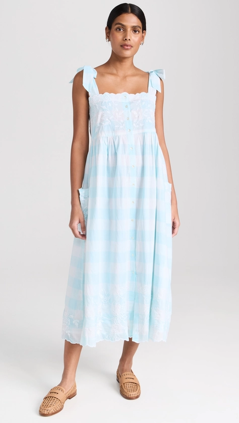 Juliet Dunn Gingham Print Tie Shoulder Dress | Shopbop