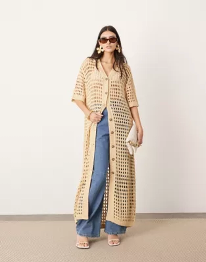 ASOS EDITION knit button up maxi dress in stone | ASOS