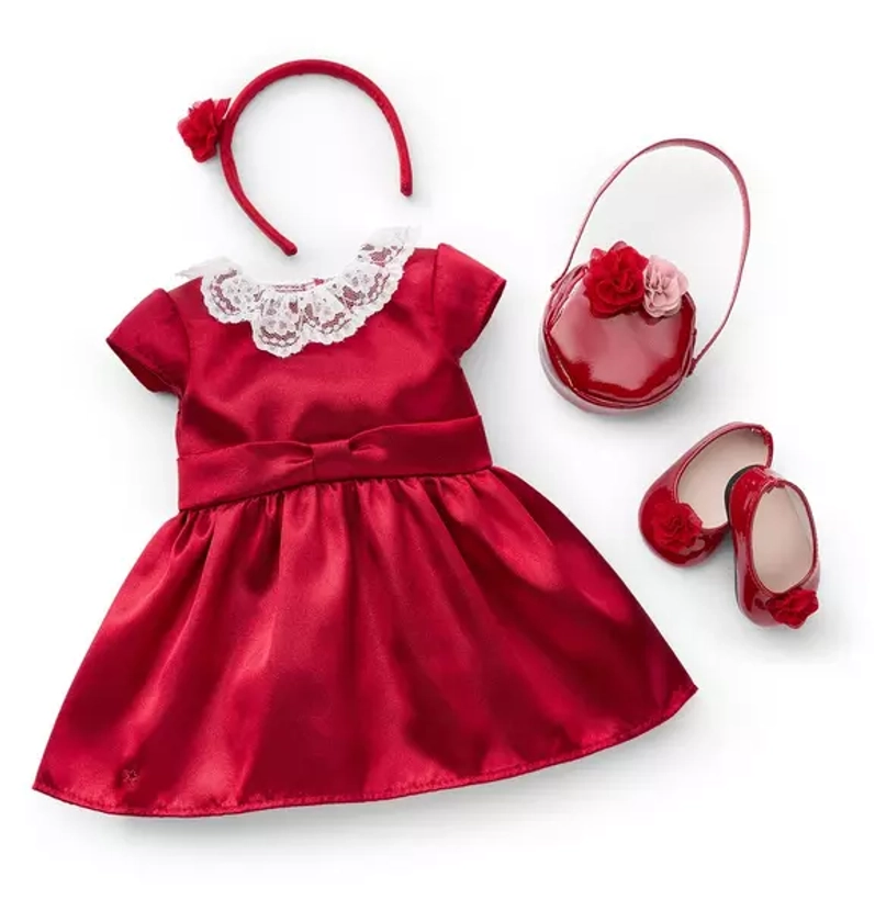 Accessories Holiday Red American Girl® x Janie And Jack Holly-Red Party Dress For Dolls by Janie and Jack