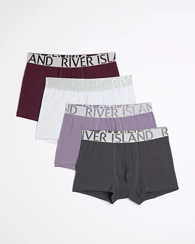 4PK Grey Regular fit RI trunks | River Island