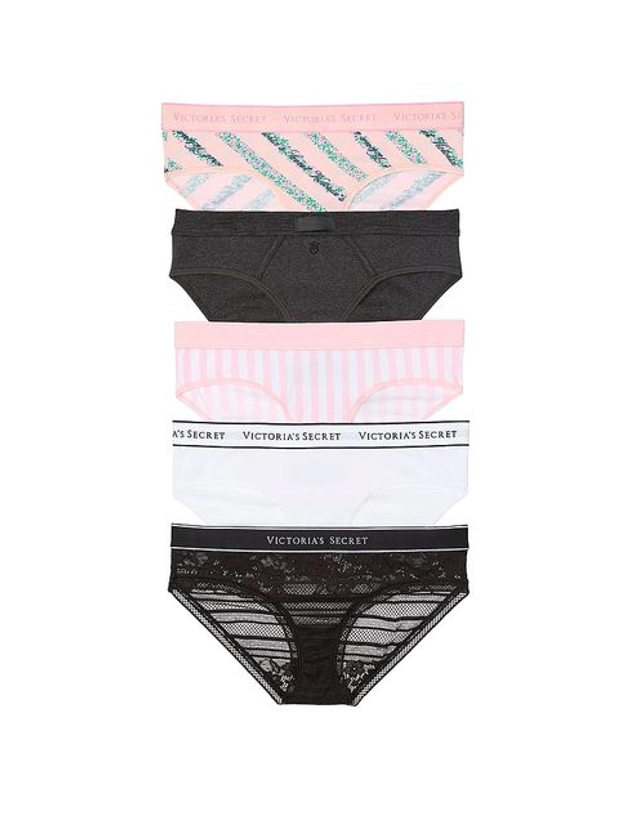 Pink/Grey/White/Black Hipster Logo 5 Pack Knickers | Victoria's Secret