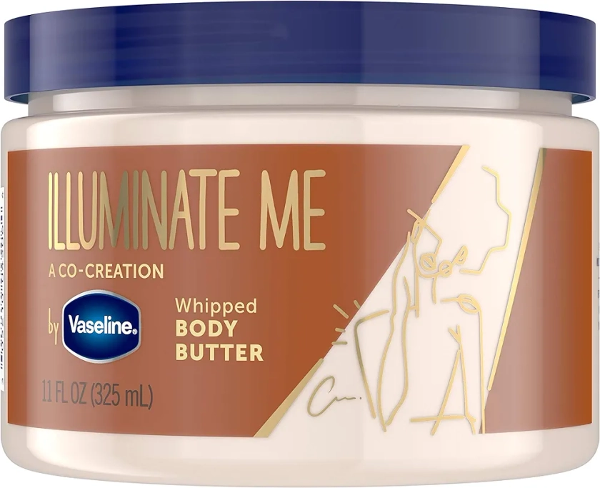 Vaseline Illuminate Me Shea Butter Whipped Body Butter for Melanin Rich Skin Provides 24 Hour Moisturization for Dry Skin 11 oz
